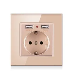 Electrical power socket - glass panel - designer