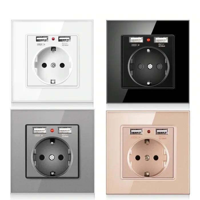 Electrical power socket - glass panel - designer