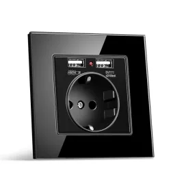 Electrical power socket - glass panel - designer