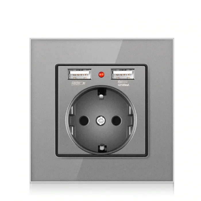 Electrical power socket - glass panel - designer