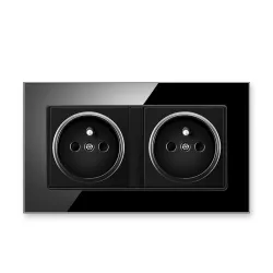 Electrical power socket usb - black cyrstal glass - french design