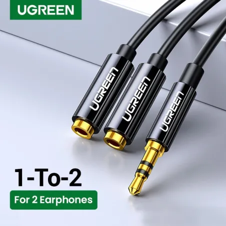 Headphone splitter - AUX cable - 3.5mm jack - 1 male to 2 female - ABS / aluminum