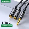 Headphone splitter - AUX cable - 3.5mm jack - 1 male to 2 female - ABS / aluminum