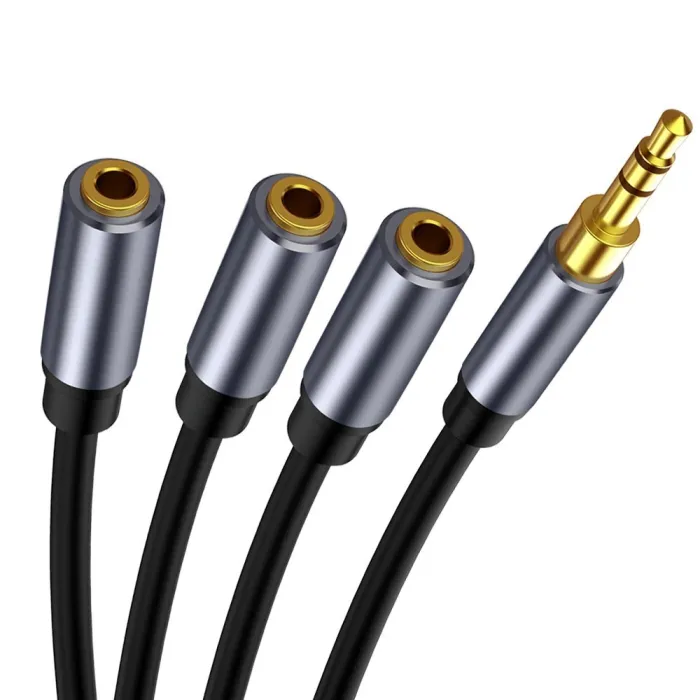 Audio splitter - AUX cable - 3 female to 1 male - 3.5mm jack - iPhone / Samsung / MP3 player