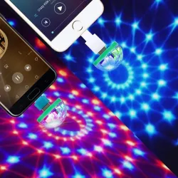 Mini światło dyskotekowe - USB - LED - kryształowa kula - lampka - z czujnikiem muzykiOświetlenie sceniczne i eventowe
