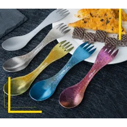 Titanium lepel / vork - ultralicht - voor kamperen / picknickenSurvival gereedschap