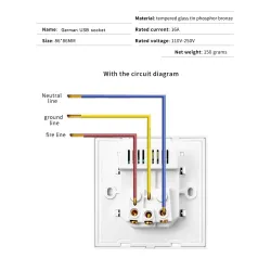 Electrical power socket - glass panel - designer