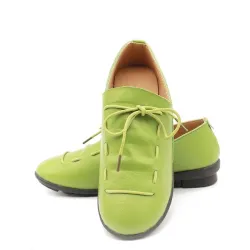 Soft flat shoes - with laces - pleated leather