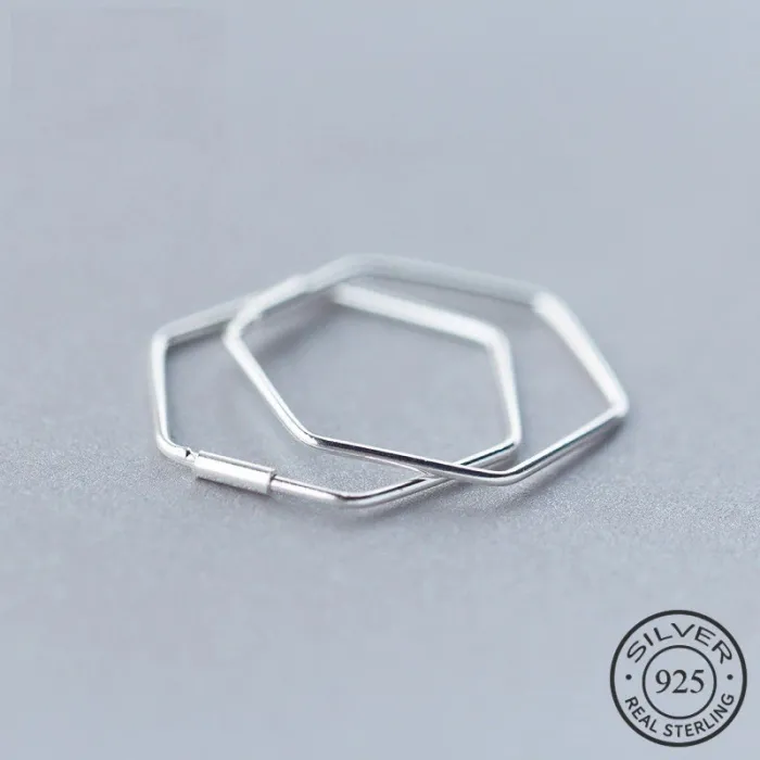Kolczyki pentagon - geometryczna hiperbola - srebro próby 925Kolczyki