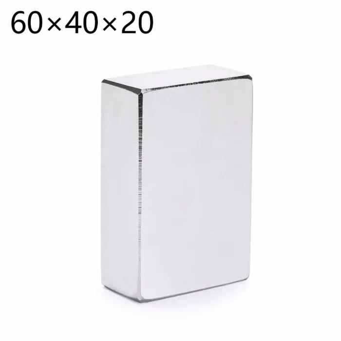 N35 - magnes neodymowy - prostokąt - 60 * 40 * 20mm - 2 sztukiN35