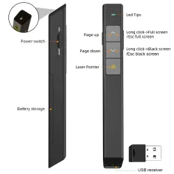 Puntatore laser 2 in 1 - con controller PPT - wireless - RF 2.4G