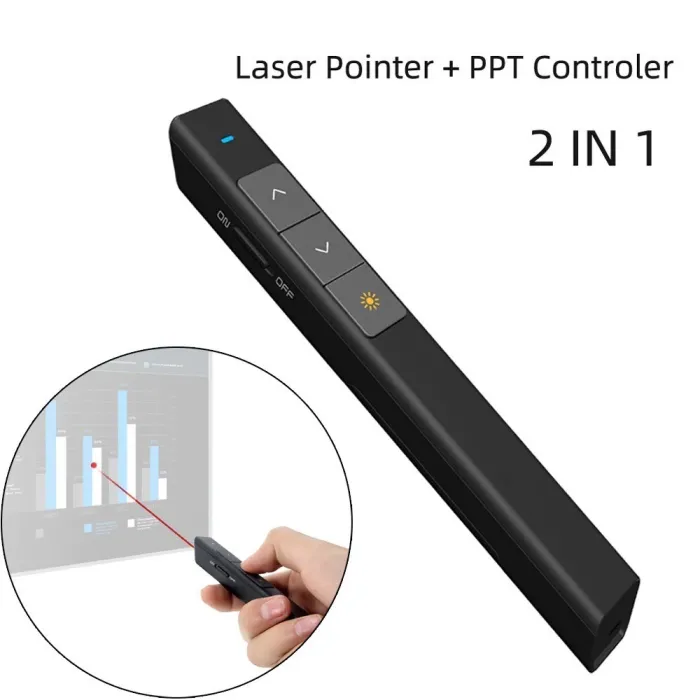 2 i 1 laserpekare - med PPT-kontroller - trådlös - RF 2.4G