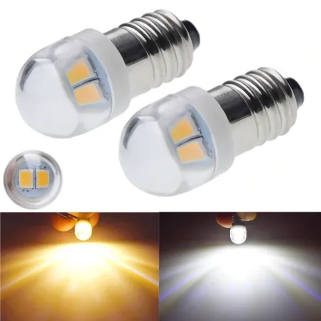 E10 - LED bulb - 3V / 6V - xenon white - 2 pieces