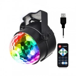 Kryształowa kula - projektor światła scenicznego - RGB - LED - z pilotem / regulowaną podstawą - 5V - na dyskotekę / imprezyO...
