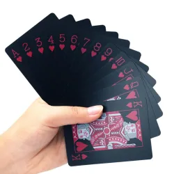 Poker-Spielkarten - schwarz / gold / US-Dollar-Muster - wasserdicht - 54 Stück