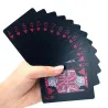 Poker playing cards - black / gold / US dollar pattern - waterproof - 54 pieces