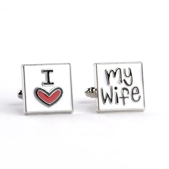 Cufflinks - wedding gift - inscribed - i love you