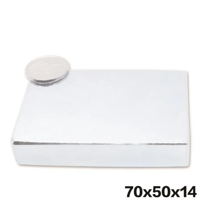 N52 - magnes neodymowy - blok prostopadłościanu - 70mm * 50mm * 14mmN52