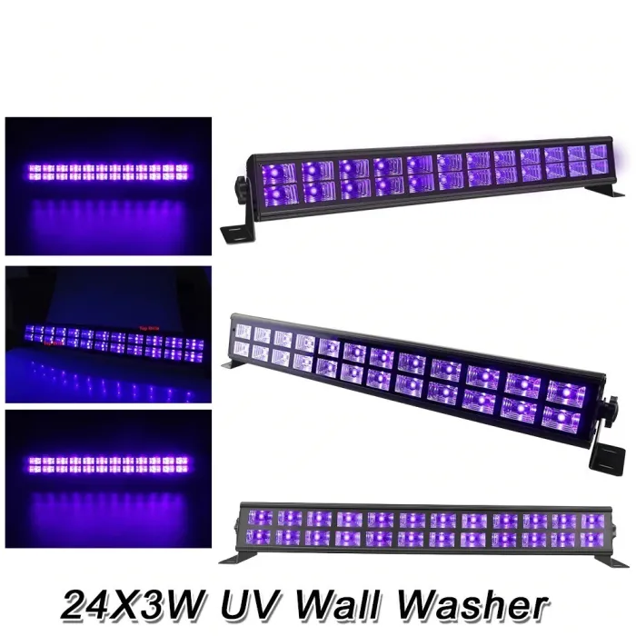 Dubbelrad UV-scenljus - LED-bar - DMX - UV - 3W - för klubb/disco