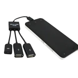 Kabel 4 w 1 - przejściówka - micro USB / HUB / OTG - męski na żeński - wielofunkcyjnyKable