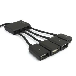 Kabel 4 w 1 - przejściówka - micro USB / HUB / OTG - męski na żeński - wielofunkcyjnyKable