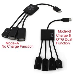 4 w 1 - kabel do ładowania micro 2.0 USB - Host - Hub - OTG - 4-portowy rozdzielacz