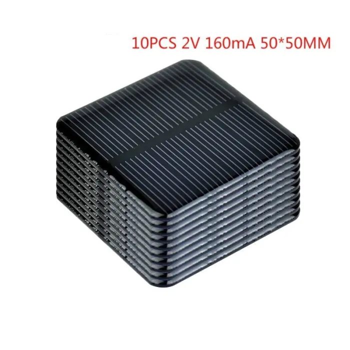 Solcellepanel - for lading av smarttelefoner / batterier - 2V - 160mA - 50 * 50 mm - 10 stk.