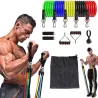 Elastyczne opaski oporowe - gumki - z uchwytami - do fitnessu / ćwiczeń - 11 sztukSprzęt