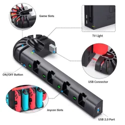 Nintendo Switch Ladestation - 4-Ports - mit 8 Spielplätzen