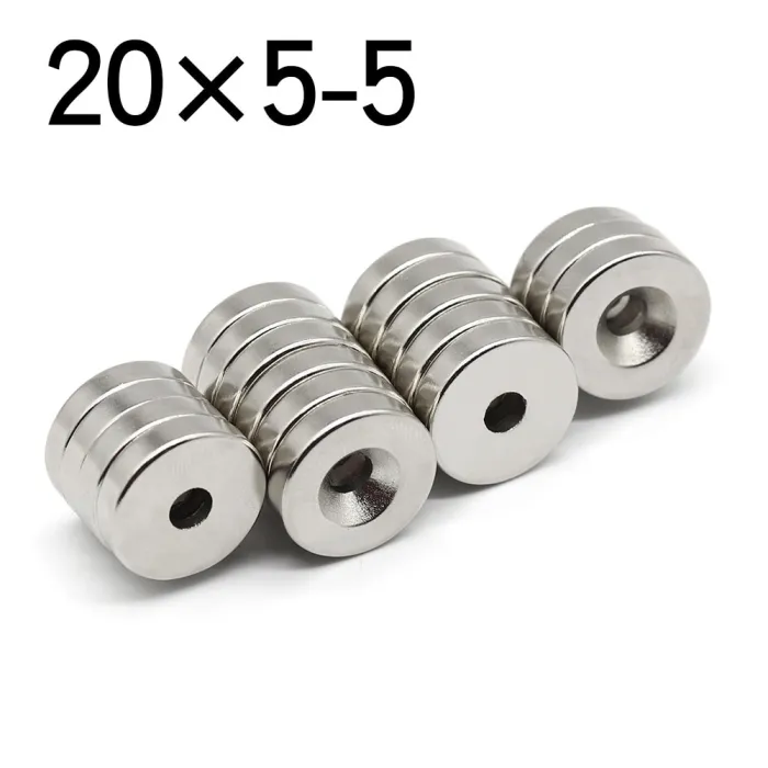 N35 - neodymowy magnes okrągły - 20 * 5 mm - z otworem 5mm - 2 / 20 sztukN35