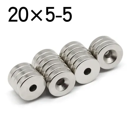 N35 - neodymowy magnes okrągły - 20 * 5 mm - z otworem 5mm - 2 / 20 sztukN35