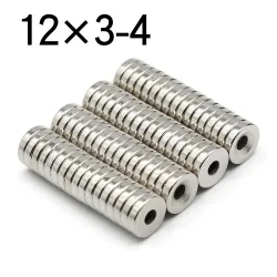 N35 - neodymium magnet - round disc - 12 * 3mm - with 4mm hole - 10 - 50 pieces