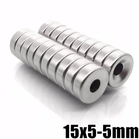 N35 - neodymium magnet - countersunk ring - with 5mm hole - 15 * 5mm - 20 pieces