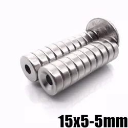 N35 - neodymium magnet - countersunk ring - with 5mm hole - 15 * 5mm - 20 pieces