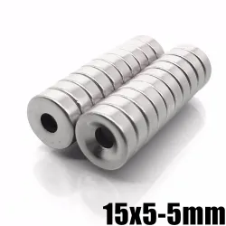 N35 - neodymium magnet - countersunk ring - with 5mm hole - 15 * 5mm - 20 pieces