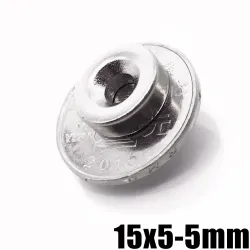 N35 - neodymium magnet - countersunk ring - with 5mm hole - 15 * 5mm - 20 pieces