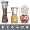 Grinder - salt - pepper - herbs - adjustable - stainless steel - glass