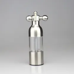 Salt / pepper manual grinder - faucet valve shape - stainless steel