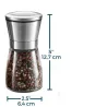 Grinder - salt - pepper - herbs - adjustable - stainless steel - glass