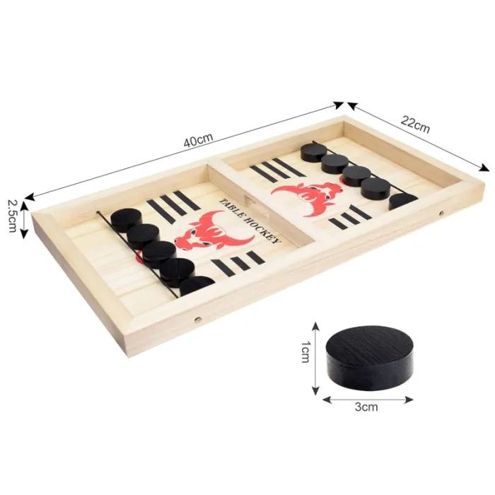 Wooden hockey game - with 10 pieces puck