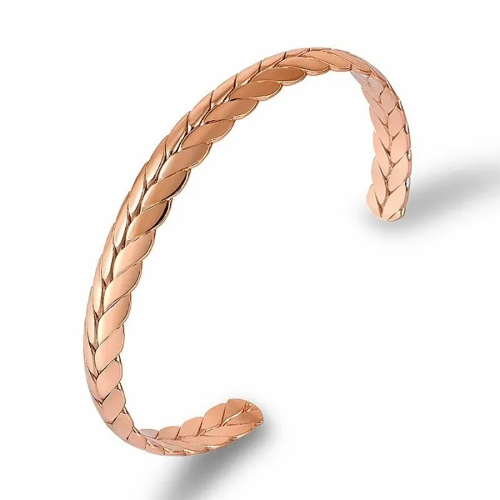 Edelstahl-Armreif - halb offen - Weizenschuppen-Design - unisex