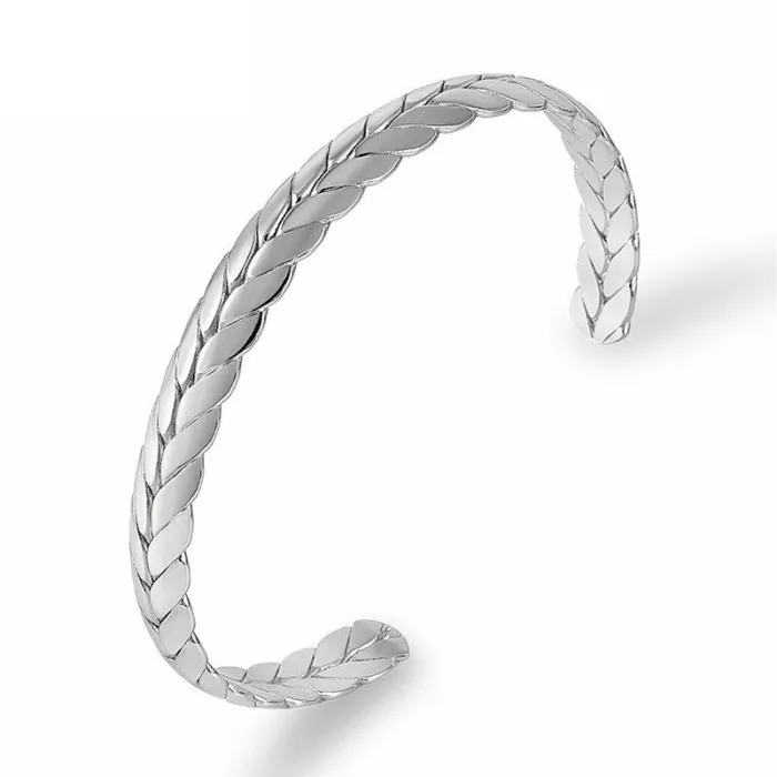Roestvrijstalen armband - half open - tarweschubben design - unisexArmbanden
