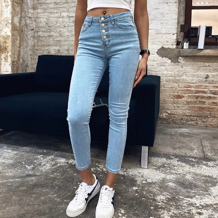 Stretch high waist jeans for women - 2021 - new skinny slim washed denim - waist lifting