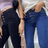 High waisted skinny jeans - with front buttons - elastic