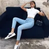 Skinny Jeans mit hoher Taille - mit Knöpfen vorne - elastisch