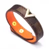 Modieuze leren armband - met V letter / bedels - unisexArmbanden