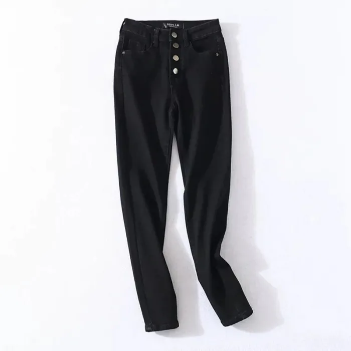 Skinny Jeans mit hoher Taille - mit Knöpfen vorne - elastisch