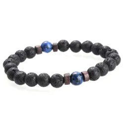 Tibetaanse Boeddha armband - maansteen / lavakralen - unisexArmbanden