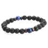 Tibetan Buddha bracelet - moonstone / lava beads - unisex