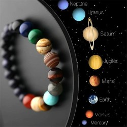 Armband mit Sonnensystem - 8 Planeten - Naturstein - Unisex